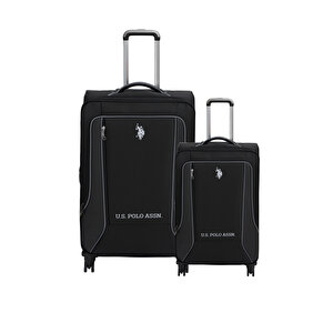 U.s. Polo Assn. 2'li Valiz Seti Büyük Ve Kabin Boy Lüx Kumaş Valiz Siyah 24020