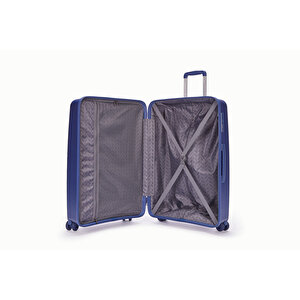 Benetton 3'lü Valiz Set Büyük Orta Ve Kabin Boy %100 Polipropilen Mavi 14bnt8002