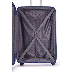 Benetton 3'lü Valiz Set Büyük Orta Ve Kabin Boy %100 Polipropilen Mavi 14bnt8002