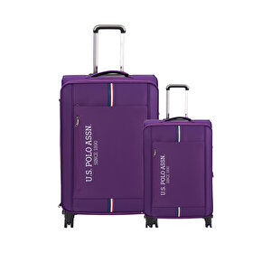 U.s. Polo Assn. 2'li Valiz Seti Büyük Ve Kabin Boy Lüx Kumaş Valiz Mor 24030