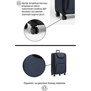 Louisiana Polo Battal Boy Kumaş Valiz Lacivert 2308