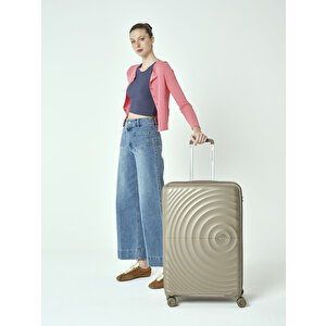 Benetton 2'li Set Büyük Ve Orta Boy %100 Polipropilen Valiz Şampanya 14bnt8002