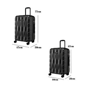 2'li Valiz Seti Büyük Boy - Orta Boy Siyah-siyah 1167-s