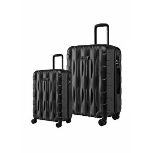 2'li Valiz Seti Büyük Boy - Kabin Boy Siyah-siyah 1167-s