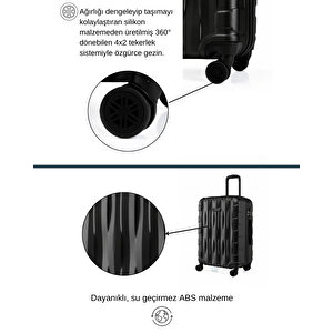 2'li Valiz Seti Büyük Boy - Kabin Boy Siyah-siyah 1167-s