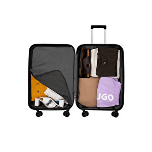 2'li Valiz Seti Orta Boy - Kabin Boy Siyah-siyah 1167-s