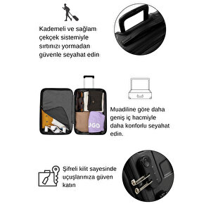 2'li Valiz Seti Orta Boy - Kabin Boy Siyah-siyah 1167-s