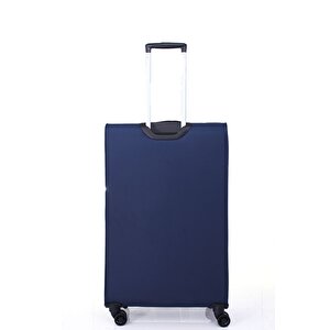 4200 3'lü Set Ultra Light Hafif Lüx Kumaş Tekerlekli Valiz Lacivert
