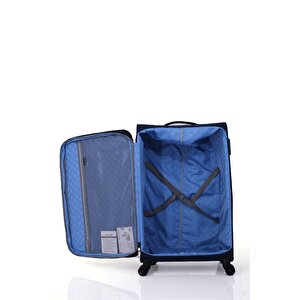 4200 3'lü Set Ultra Light Hafif Lüx Kumaş Tekerlekli Valiz Lacivert