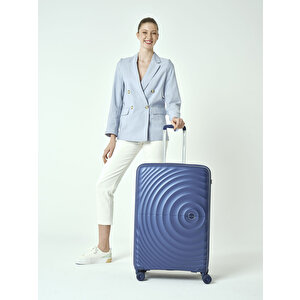 Benetton 2'li Set Büyük Ve Orta Boy %100 Polipropilen Valiz Mavi 14bnt8002