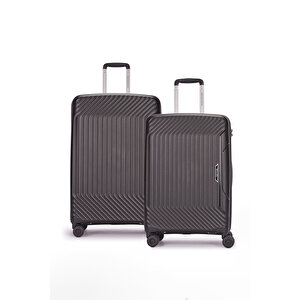 2'li Set Büyük Ve Orta Boy %100 Polipropilen Valiz Siyah 14bnt8001