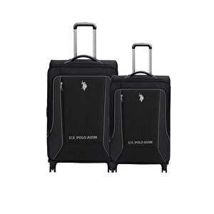 U.s. Polo Assn. 2'li Valiz Seti Büyük Ve Orta Boy Lüx Kumaş Valiz Siyah 24020