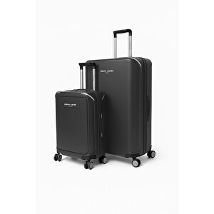 Büyük Ve Kabin Boy 2'li Set %100 Polipropilen Valiz Siyah 04pc7090