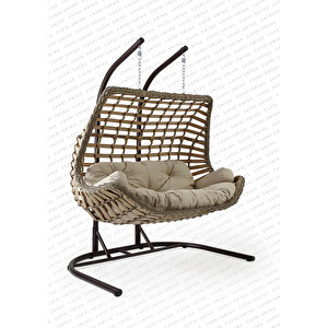 Cunda Çift Kişilik Bahçe Ve Balkon Salıncağı Açık Kahve