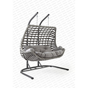 Cunda Çift Kişilik Bahçe Ve Balkon Salıncağı Gri