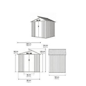 Oscar Çelik Bahçe Depolama Evi ( ÖLÇÜLER 220 G x 193 D  x 214 Y  cm )