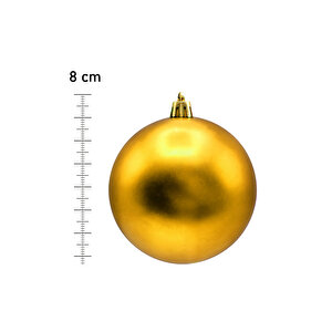 Yılbaşı Çam Ağacı Süsü Gold 8 Cm Mat 6lı Cici Top