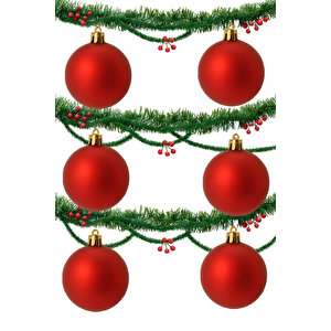 Yılbaşı Çam Ağacı Süsü Mat 6 Cm 6lı Cicitop