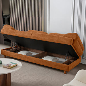 Eymense Lizbon Yataklı Sandıklı Koltuk Takımı 3+3+1 Turuncu