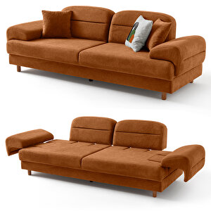 Eymense Lizbon Yataklı Sandıklı Koltuk Takımı 3+3+1 Turuncu