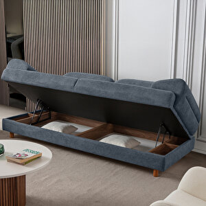 Lizbon Yataklı Sandıklı Koltuk Takımı 3+1 Mavi Mavi