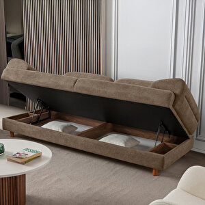 Lizbon Yataklı Sandıklı Koltuk Takımı 3+1 Kahverengi Kahverengi