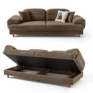 Eymense Lizbon Yataklı Sandıklı Koltuk Takımı 3+1 Kahverengi