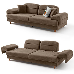 Eymense Lizbon Yataklı Sandıklı Koltuk Takımı 3+1 Kahverengi