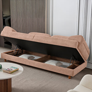 Eymense Lizbon Yataklı Sandıklı Koltuk Takımı 3+3+1 Pembe