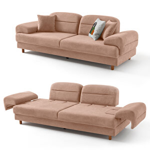 Eymense Lizbon Yataklı Sandıklı Koltuk Takımı 3+3+1 Pembe