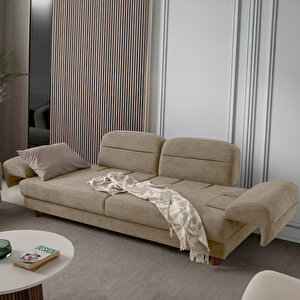 Lizbon Yataklı Sandıklı Üçlü Koltuk Sütlü Kahve Sütlü Kahve