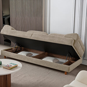 Lizbon Yataklı Sandıklı Üçlü Koltuk Sütlü Kahve Sütlü Kahve