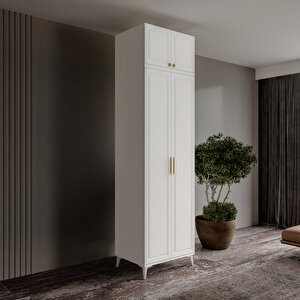 Guneystore Ücretsiz Montaj Milas Gold 2 Kapaklı Komple Mdf Ayaklı Yüklüklü Gardırop