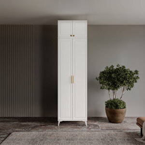 Guneystore Ücretsiz Montaj Milas Gold 2 Kapaklı Komple Mdf Ayaklı Yüklüklü Gardırop