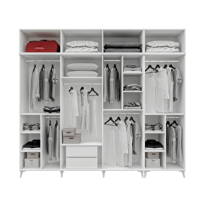 Guneystore Ücretsiz Montaj Milas 8 Kapaklı Komple Mdf Ayaklı Yüklüklü Gardırop