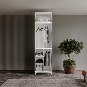 Guneystore Ücretsiz Montaj Milas 2 Kapaklı Komple Mdf Ayaklı Yüklüklü Gardırop