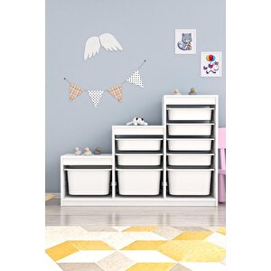 Swiss Beyaz 9 Sepetli Beyaz Gövde Çok Amaçlı Dolap