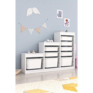 Swiss Beyaz 9 Sepetli Beyaz Gövde Çok Amaçlı Dolap