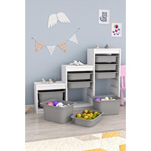 Swiss  Gri 9 Sepetli Beyaz Gövde Çok Amaçlı Dolap