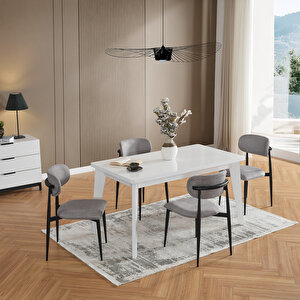 Polo 4 Kişilik Mutfak Yemek Masası Takımı Gri