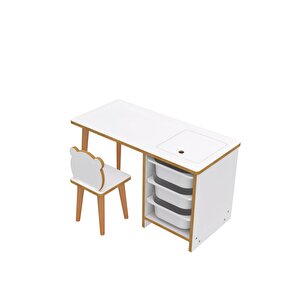 Soho - Çocuk Çalışma Masası Oyun Ve Etkinlik Masası Beyaz Sepetli