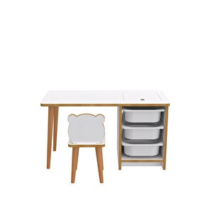 Soho - Çocuk Çalışma Masası Oyun Ve Etkinlik Masası Beyaz Sepetli