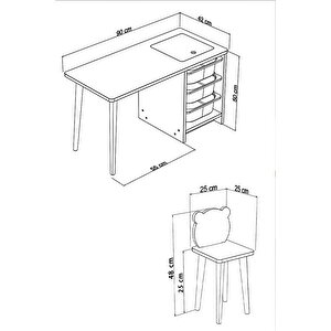 Soho - Çocuk Çalışma Masası Oyun Ve Etkinlik Masası Beyaz Sepetli