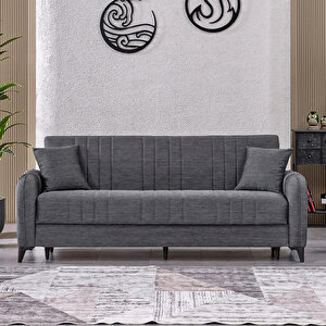 Serra 3 Kişilik Bazalı Kanepe Çekyat Koltuk Gri