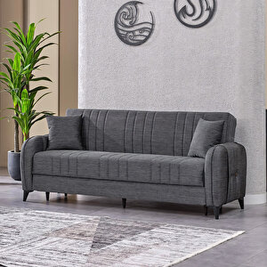 Serra 3 Kişilik Bazalı Kanepe Çekyat Koltuk Gri