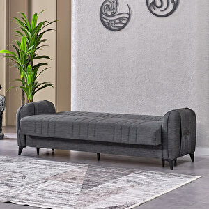 Serra 3 Kişilik Bazalı Kanepe Çekyat Koltuk Gri