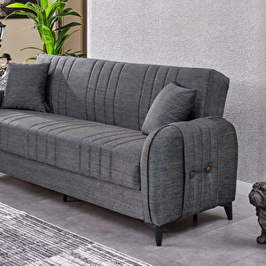 Serra 3 Kişilik Bazalı Kanepe Çekyat Koltuk Gri