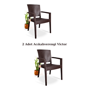 Rattan Sandalye 2 Adet Rattan Victor Kollu Sandalye Koltuk 2'li Set A Plus