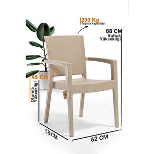 Rattan Sandalye 4 Adet Rattan Victor Kollu Sandalye Koltuk 4'lü Set A Plus