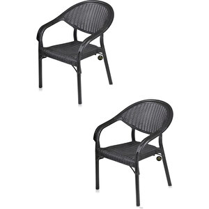 2 Adet Rattan Bambu Pro Koltuk Bahçe Sandalyesi